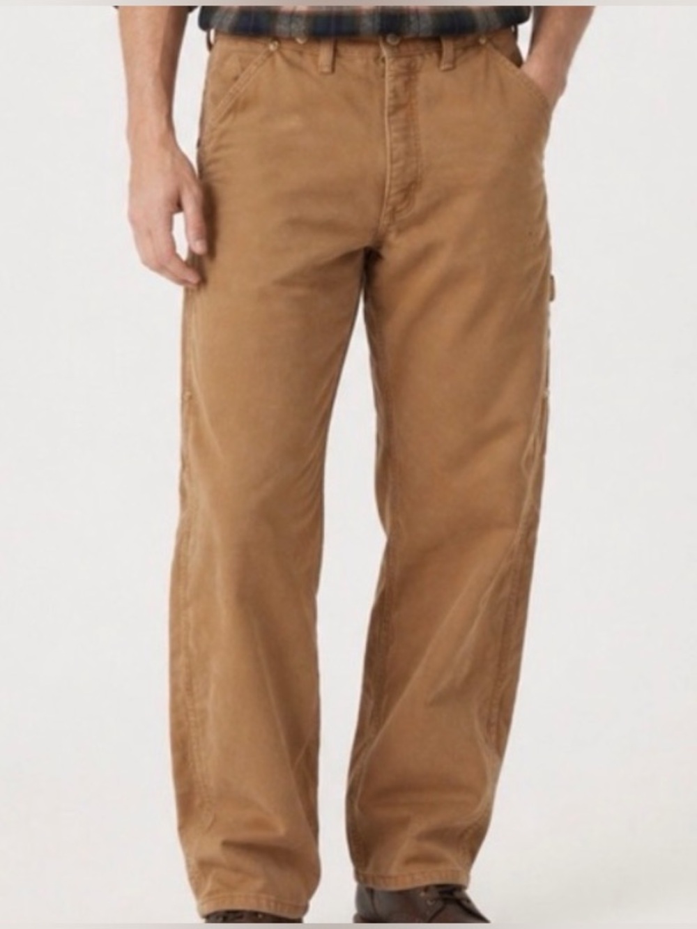 VTG Carhartt Quilt Lined Double Knee Duck Khaki Work Pants Size 34